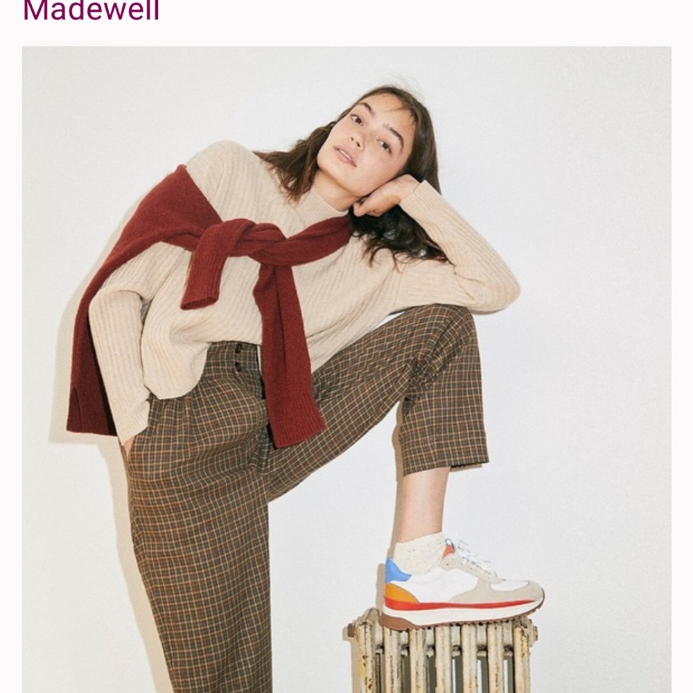 Madewell Kickoff Color-Block Leather Suede Trainers Sneakers Size 8.5 EUC